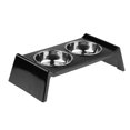 thumbnail image 1 of ESTACIÓN DE ALIMENTACIÓN PARA PERROS Tazón doble para mascotas inoxidable + Soporte de comida / agua Negro Gloria Tazón de fuente de acero inoxidable del perro del animal doméstico, 1 of 9