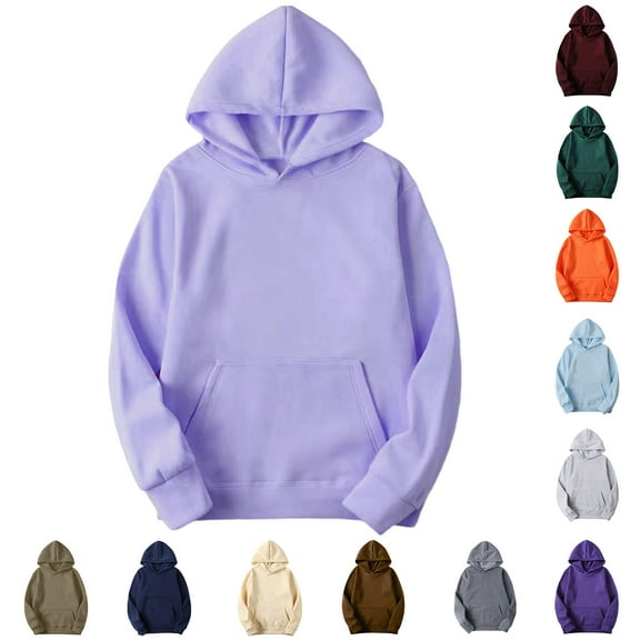 fatyb Hoodies for Women Drawstring Hooded Sweatshirts Plain Womens Casual Long Sleeve Pullover Tops