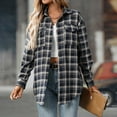 thumbnail image 5 of purcolt Womens Plaid Flannel Shirts Long Sleeve Button Down Shirts Lightwieght Casual Boyfriend Work Shirts Blouse Top with Pockets, 5 of 8