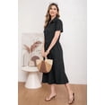 thumbnail image 3 of utcoco Womens Denim Dress Lapel Short Sleeve Frayed Hem Jean Dresses Oversized Button Down A Line Shirt Dress, 3 of 7