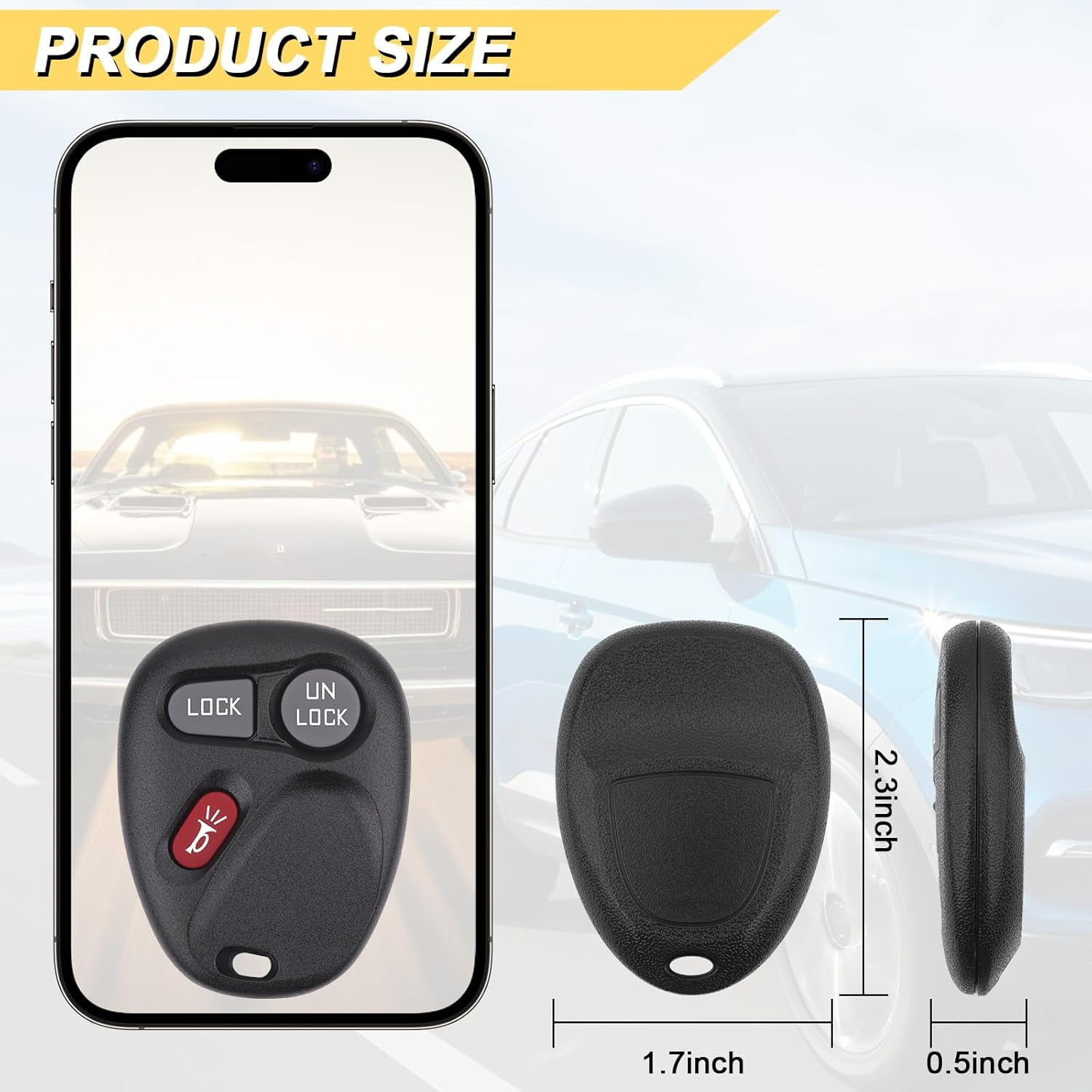 Key Fob Replacement for 2001-2002 Chevy Silverado Suburban Tahoe& GMC Sierra Yukon/ 01-04 S10 Sonoma/ 2002 Avalanche& Escalade Car Keyless Entry Remote Control,KOBLEAR1XT 15042968,3 Buttons