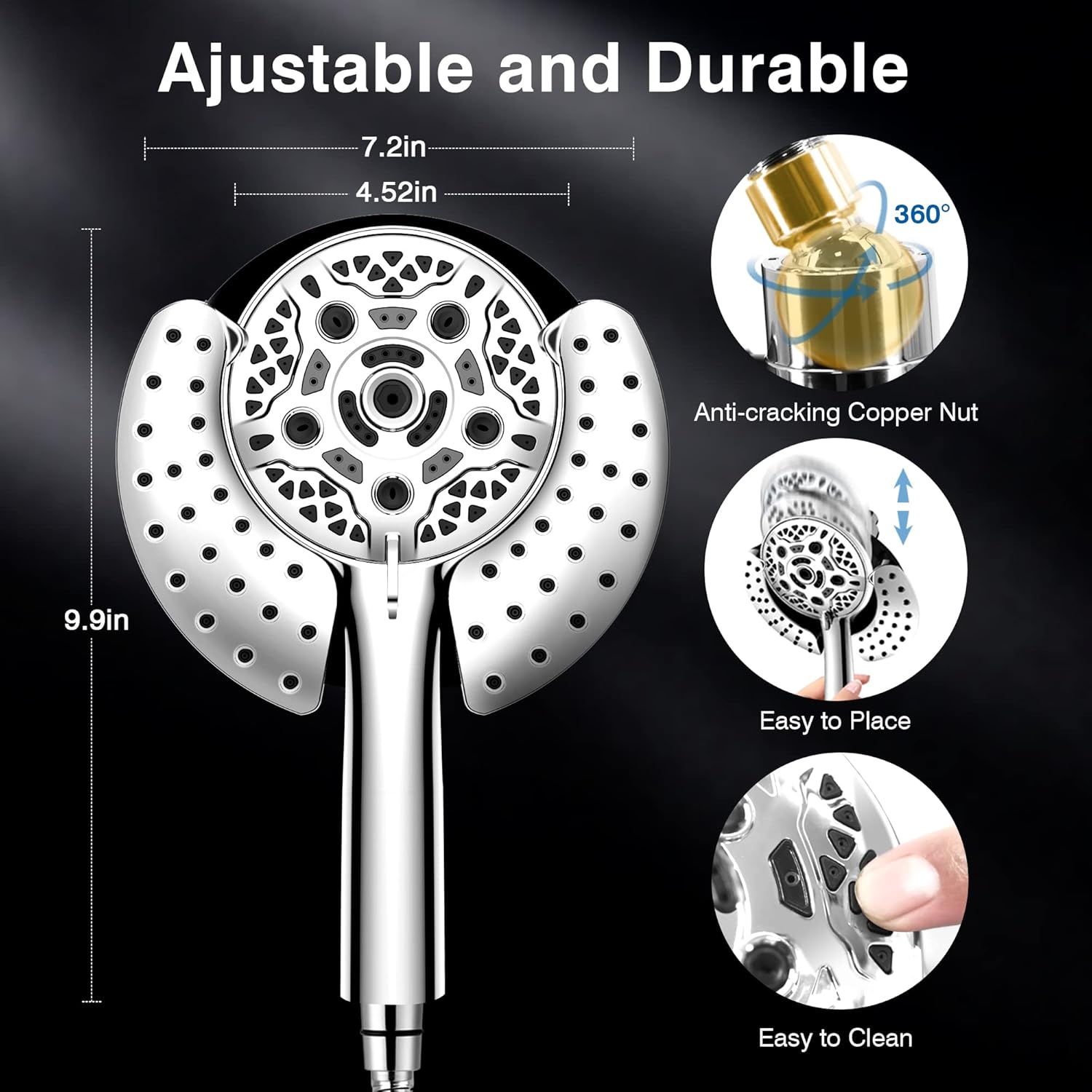 KESTE Dual Shower Head Combo, Rainfall and Handheld, Silver photo 5
