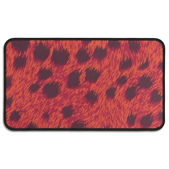 Red Cheetah Leopard Pattern Door Rugs,Washable Non Slip Door Mats Indoor,Decorative Door Mats,Entry Mat Indoor for Entrance,Bedroom,Kitchen,Bathroom,30"x17"