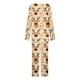 thumbnail image 5 of Puntoco Pijama para mujer, conjunto de pijama informal con cuello en V y pantalones largos con estampado navideño, 5 of 5