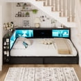 thumbnail image 3 of Lusimo Full Corner Bed Frame with Bookcase Storage and LED Lights & Charging Station, Metal Platform Bed Frame with Storage Drawers Underneath for Bedroom, Black, 3 of 14