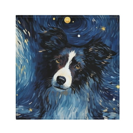

JSTEL Border Dog Starry Sky Cloth Napkins Set of 4 20x20 Inch Washable and Reusable Napkin for Decoupage Dinner Party Everyday Use
