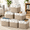 White Khaki, variant on 12x12 Inch White Gray Fabric Cube Storage Bin with Rope Handle, 6-pack