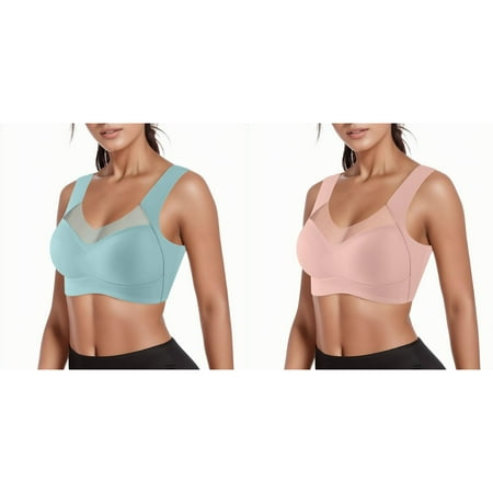 (2-Pack) Kcodviy Women s Comfortable and Women Bra Sports Gathering Thin Bra Bras To Wear with A Backless Dress and Tank Top Style one Shoulder Bras for Women Underwear without Steel Rings