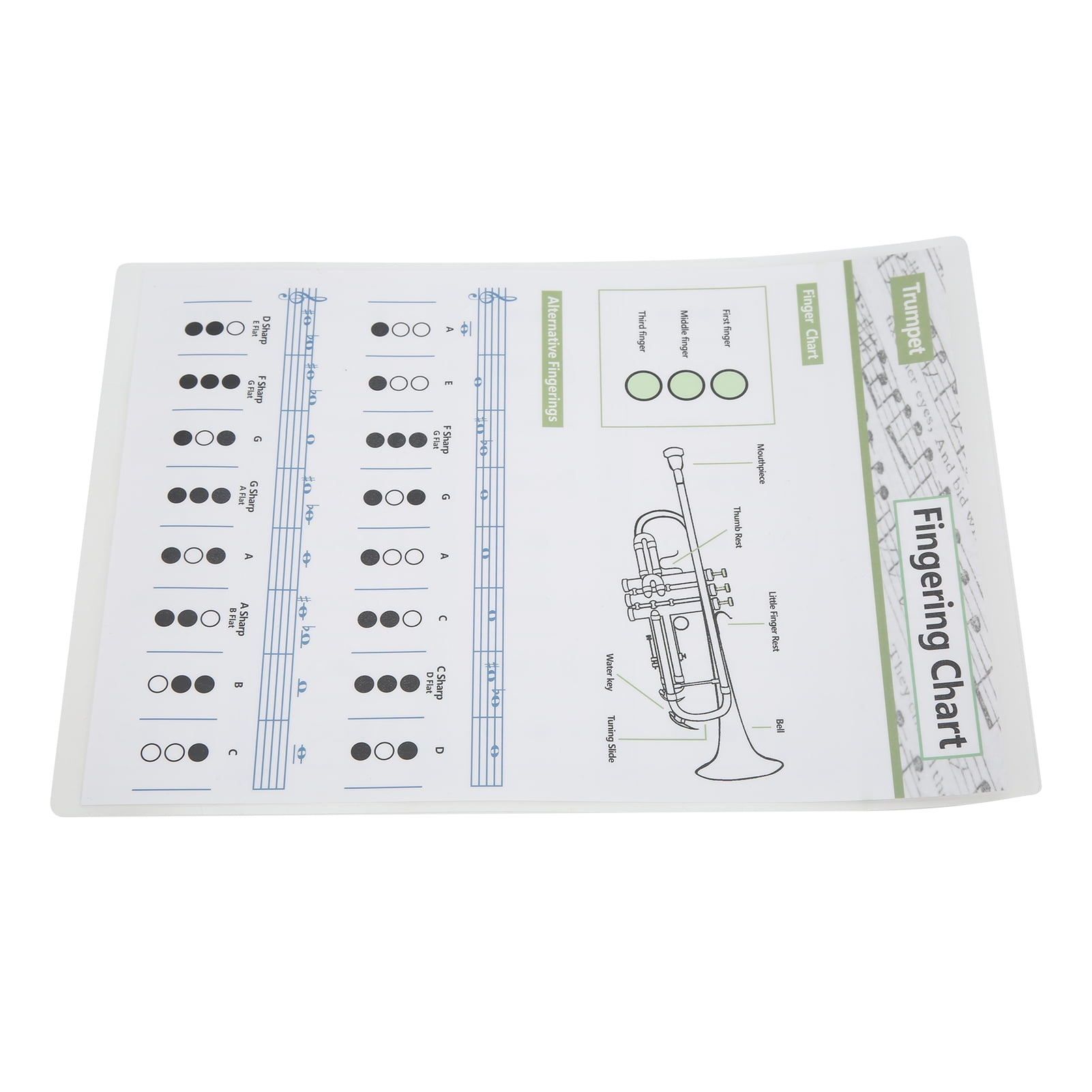 Trumpet Chord Chart, Scale Poster Trumpets Note Guide For Home Small