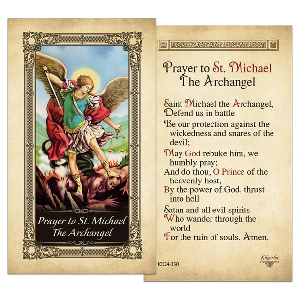 St Michael The Archangel Laminated Holy Card With Gold Color Accents Pack Of 25 Walmart Com Walmart Com