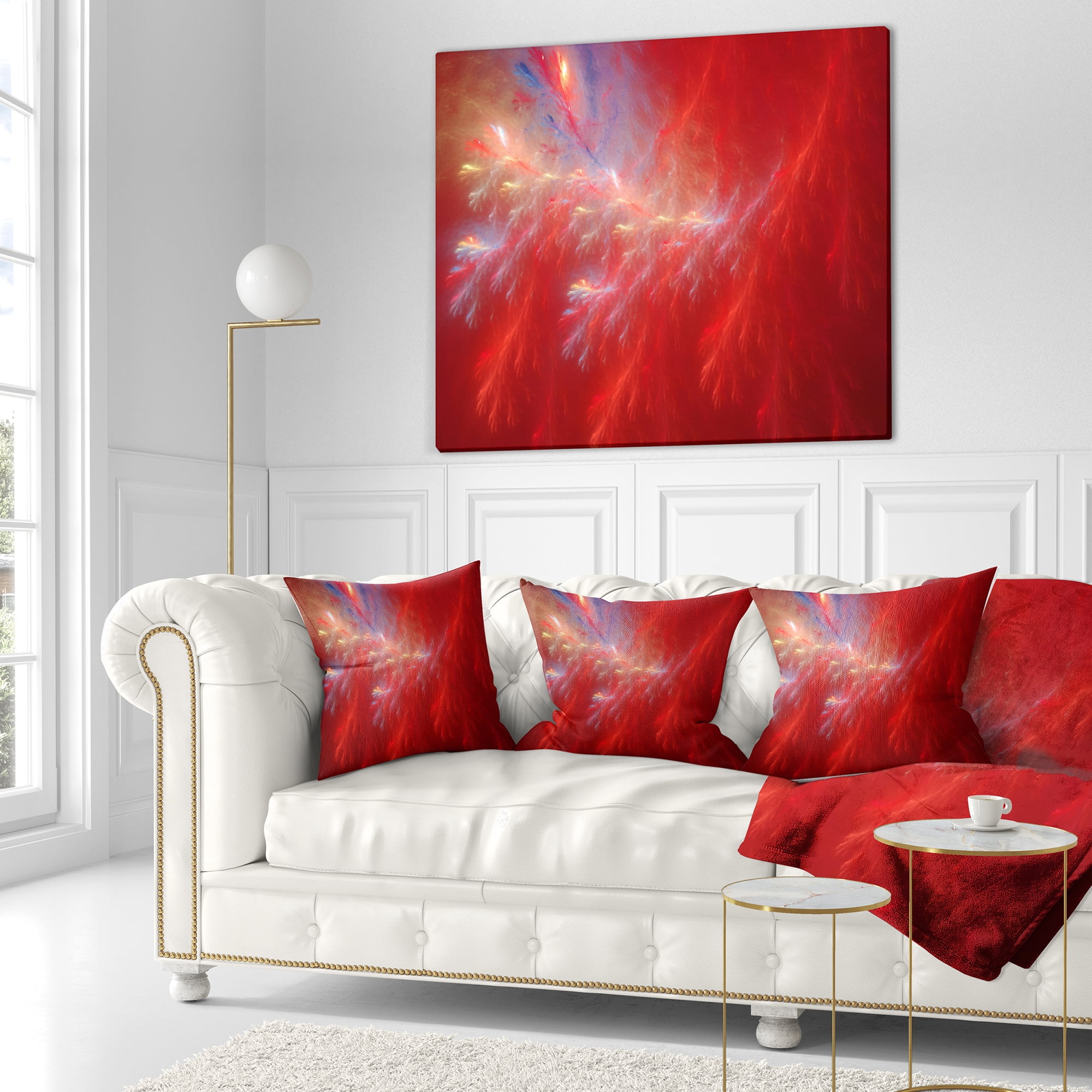 Designart Mystic Red Thunder Sky - Abstract Throw Pillow - 18x18