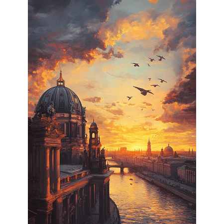 DIY Diamond Painting Museum Island Berlin Germany 12x16 Inch, Full Round Drill Kits Mosaic Art for Adults Relax & Home Wall Decor Festival Gift 883