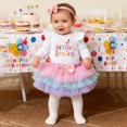 thumbnail image 2 of Coerni Baby Girls Ruffle 𝐎nesie Bodysuit Tutu Skirt Set Bow Headband 3 Piece Valentines Day Outfits New Born Cotton Birthday Romper, 2 of 9