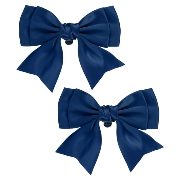 Uxcell 2-Pack Bow Shoe Clips, Satin Elegant Detachable Shoe Buckle Cute Bowknot Shoes Clip for Women [Navy Blue]