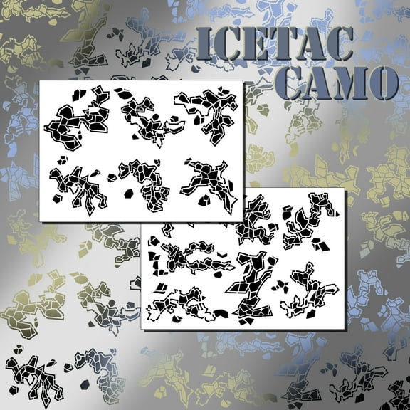2 PACK Mylar Camouflage Stencils DIY Rifle Gun Airbrush Paint Mask IceTAC Camo