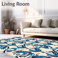 thumbnail image 2 of ODIKA 6'x9' Machine Washable Non-Slip Area Rug, Beacon Design with Nautical Waves and Seaside Lantern Motif High Traffic Rug with Pad, Beige, 711620, 2 of 8