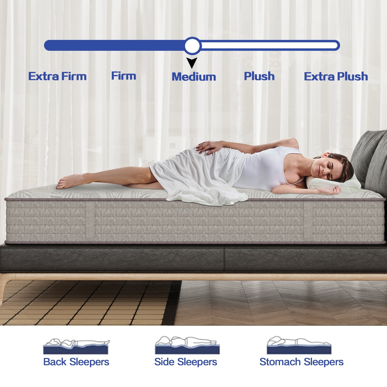 KOW Hybrid Mattress 12" Full Size Gel Memory Foam Pocket Spring Mattress in a Box Medium Adult