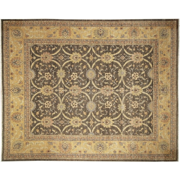 Peshawar Haig Drk. Green/Gold Rug, 11'10" x 14'9"
