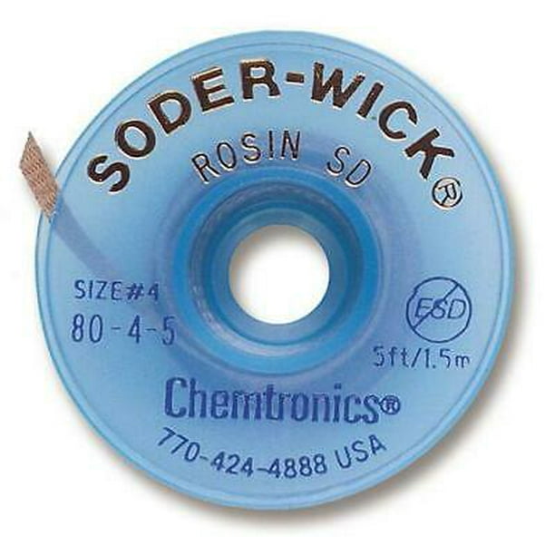5PK Chemtronics 8045 Solder Wick Rosin SD Braid, 5 BLUE