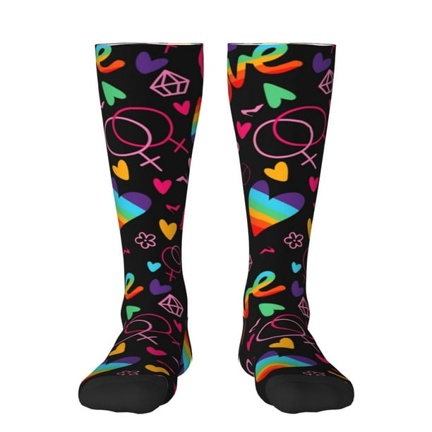 Balery Lgbt Rainbow For Pride Calcetines novedosos Calcetines deportivos Calcetines hasta la rodilla Calcetines de algodón Calcetines originales y geniales