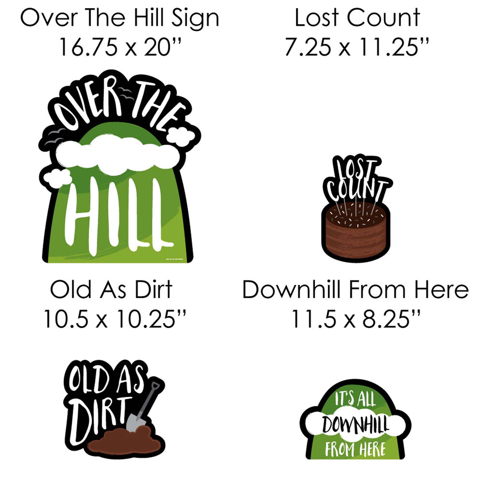 Big Dot of Happiness Over The Hill Birthday - Yard Sign and Outdoor Lawn Decorations - Birthday Party Yard Signs - Set of 8
