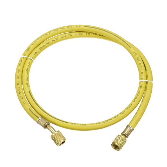 Uxcell 3.94ft 1/4 SAE Thread 600PSI Refrigeration Charging Hose Tube Rubber Yellow