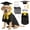 Black, variant on Forfamy 5 Pcs Dog Graduation Outfit Cat&Dog Graduation Cap and Gown Graduation Gown Dog Graduation Costume Set for Dog Cat
