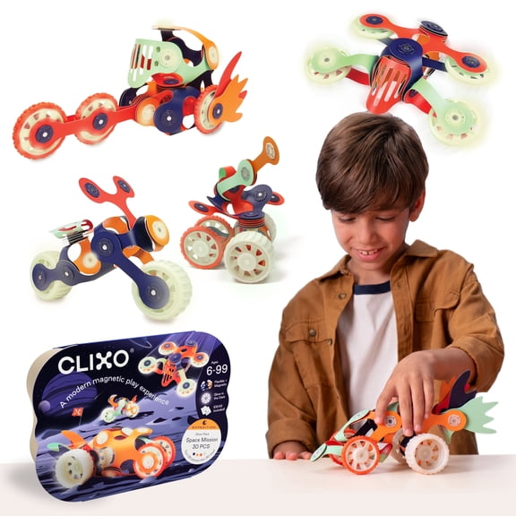 Clixo Space Mission Glow-in-the-Dark Building Set, 30 Pieces