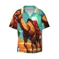 thumbnail image 3 of Goofa Cool Camel Oasis Vibes Printed Men's Casual Short-sleeved Shirt,Lightweight Breathable Button-down,Summer Casual men's top,Versatile Fashion shirt-Medium, 3 of 7