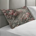 thumbnail image 2 of Ambesonne Leopard Print Quilted Pillowcover, Medieval Rose Garden, 30" x 20", Pale Pink Laurel Green, 2 of 2