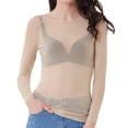 thumbnail image 1 of CEHVOM Haut Gainant Transparent à Manches Longues pour Femmes Chemisier en Maille, 1 of 6