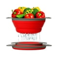 thumbnail image 1 of Ultimate Kitchen Strainers Set Of 2 - Collapsible Silicone Colanders For Easy Storage By Comfify - Use With Pasta & Veggies Or As A Fruit Or Berry Bowl With Strainer - Irreplaceable For Campers - Red, 1 of 1