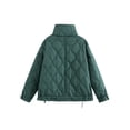 thumbnail image 4 of Women Lightweight Quilted Jacket Solid Color Long Sleeve Stand Collar Zipper Puffer Coat Winter Down Jackets Outerwear, 4 of 5