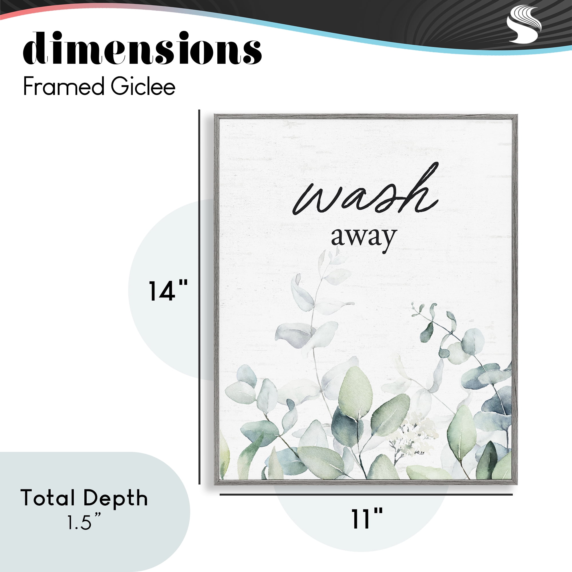 Wash Away Eucalyptus Gray Framed Giclee Art, design by Lettered and Lined