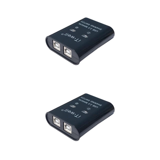 Injueey Portable 2 in 1 Out Splitter Hub Play Device and USB Printer Plug Sharing 2piezas Negro