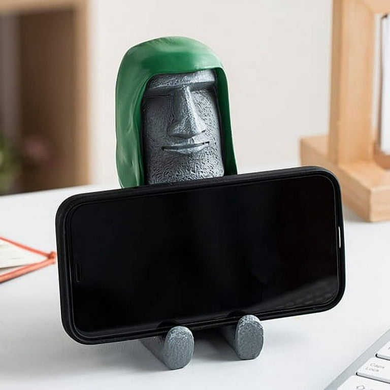 Lifexquisiter Easter Island Moai Statue Decor with Smartphone Stand, Retro  Figurine Sculpture Home Office Ornament with Phone Holder, Moai Statue with