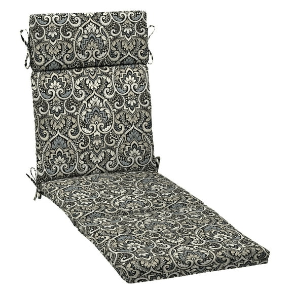 ARDEN Outdoor Chaise Lounge Cushion 72 x 21, Black Aurora Damask