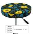 thumbnail image 4 of Xecao's Sunflowers And Blue Flower Print Stool Covers offer stylish, washable protection for PU round bar stools, perfect for home or commercial use., 4 of 7