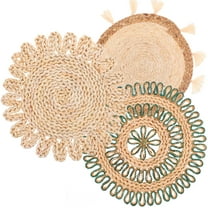 Assorted Color Rattan Wall Hanging for Home Decoration 3pcs Grass Material Chic and Elegant