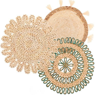Assorted Color Rattan Wall Hanging for Home Decoration 3pcs Grass Material Chic and Elegant