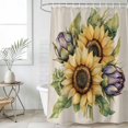 thumbnail image 4 of Sunflower Bathroom Shower Curtains with 12 Hooks Polyester Waterproof Shower Curtain for Stalls and Bathtubs Rustic Spring Floral Summer Leaf Green Decorative Bathroom Privacy Curtain 36x72 Inches, 4 of 8