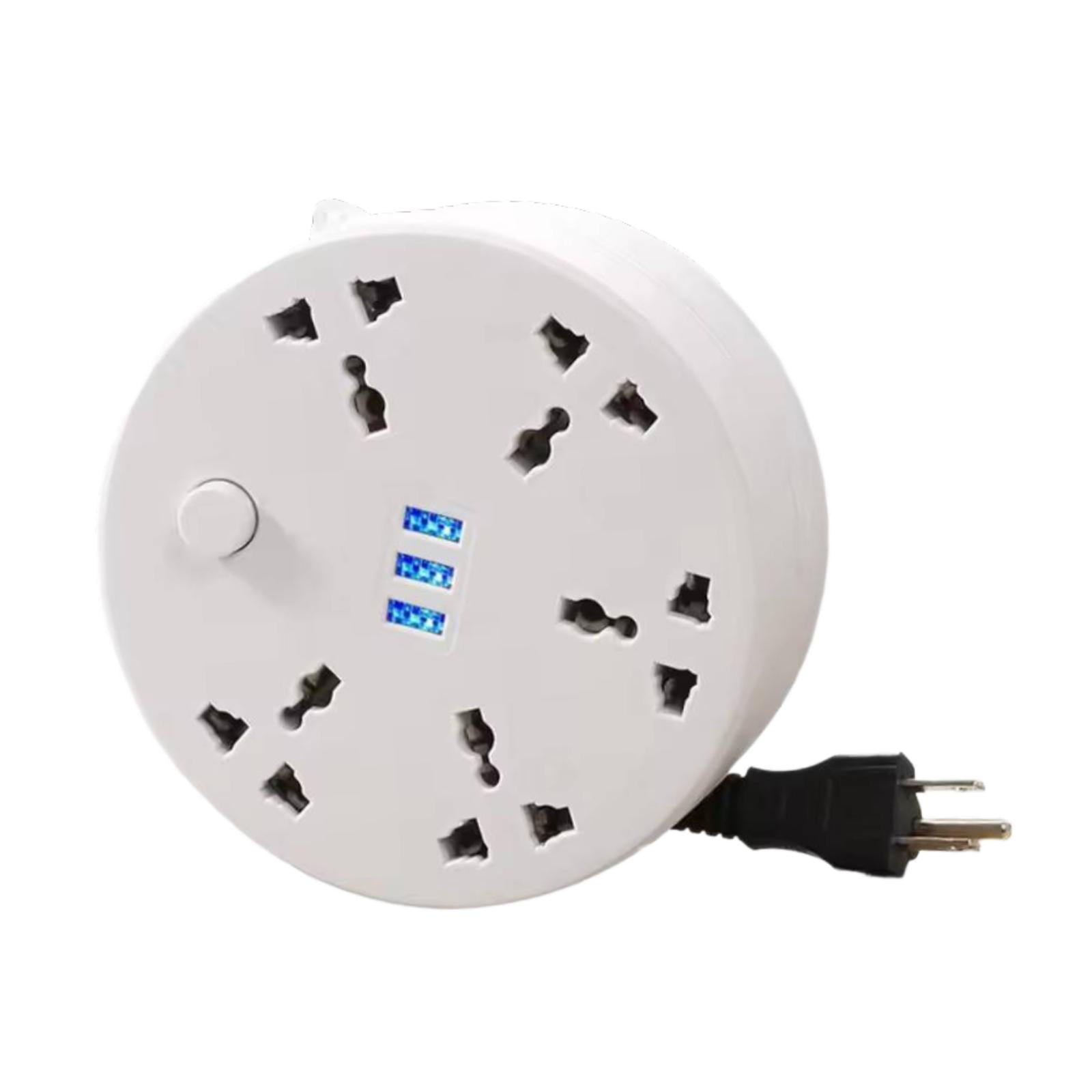 Power Strip Extension Board Extension Cord with Retractable 2 Meter Cord for Home Office Desk and Bedroom