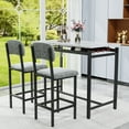 thumbnail image 2 of PORKISS 3 Piece Dining Room Set, Bar Dining Table Set with Storage Rack, Kitchen Table Set with 2 Chairs for Small Spaces, Apartment, Breakfast, Pub, Gray+White+Black, 2 of 13