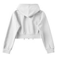 thumbnail image 5 of Kaprioy Womens Cropped Zip-Up Hoodie Fall Fashion Clothes Zipper Wide Ribbed Hem Drop Shoulder Soft Hoodies White, M, 5 of 5