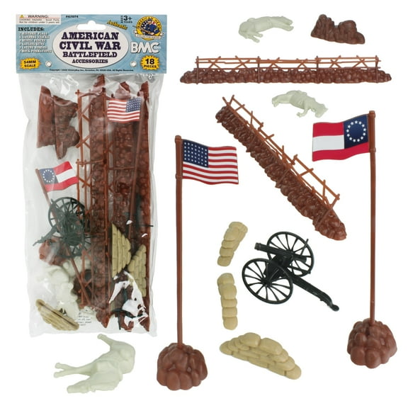 BMC Civil War Battlefield Plastic Army Men 1:32 Accessories - 18pc Playset