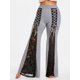 thumbnail image 1 of Pantalones Acampanados con Encaje Insertado de Talla Extra Rosegal  Pantalones de talla grande, 1 of 5