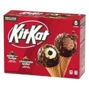 Kit Kat Frozen Dairy Dessert Cones, Wafer with Fudge & Chocolate Wafer, 8 Count
