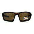 thumbnail image 2 of Mens Polarized Rectangular Warp Biker Plastic Sport Sunglasses Tortoise Brown, 2 of 4