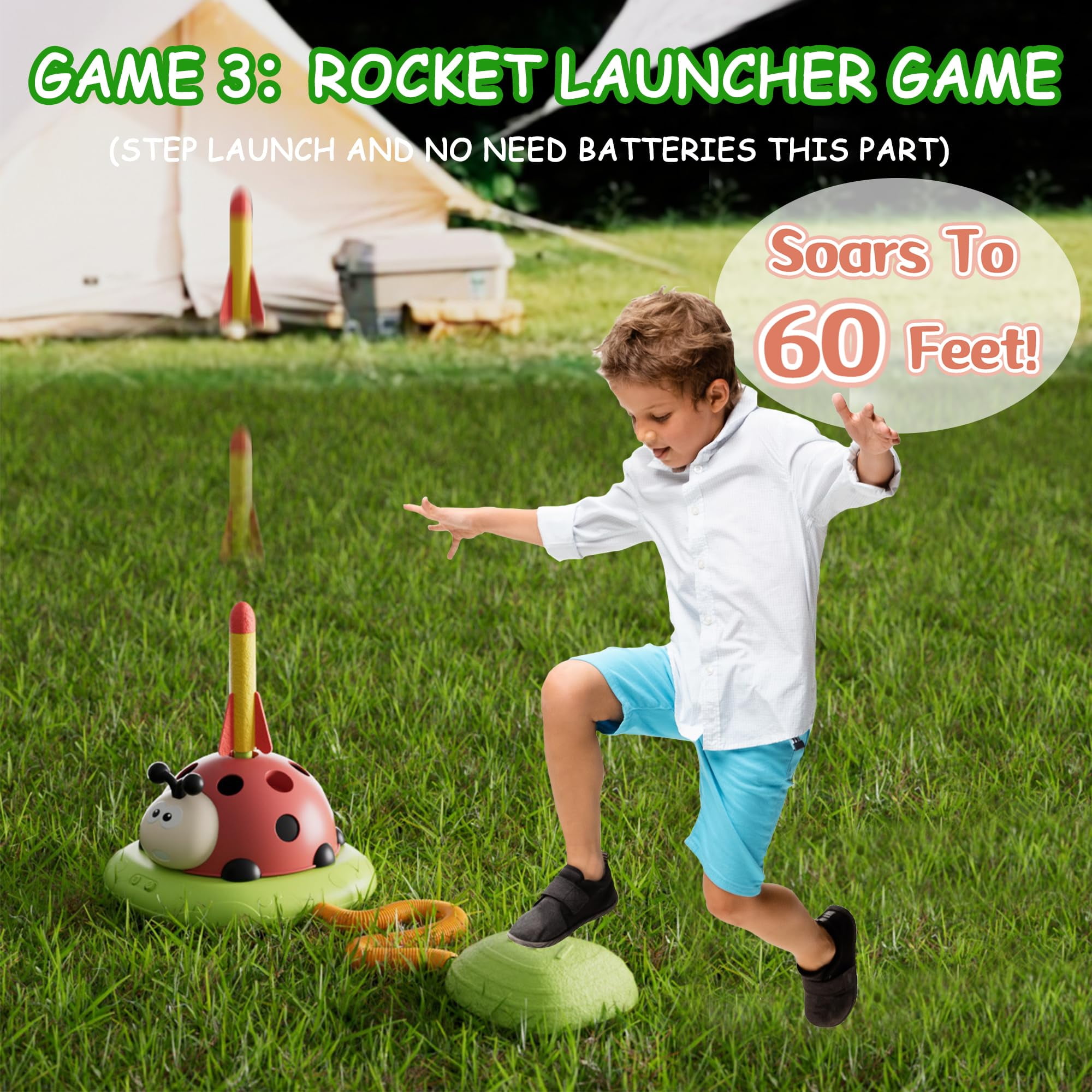LINXUXIE 5-in-1 Musical Jump Set, Toss Ring Game and Stomping Toys, Active Indoor&Outdoor Games Birthday Gifts for 3-5 5-8 8-13 Years Old