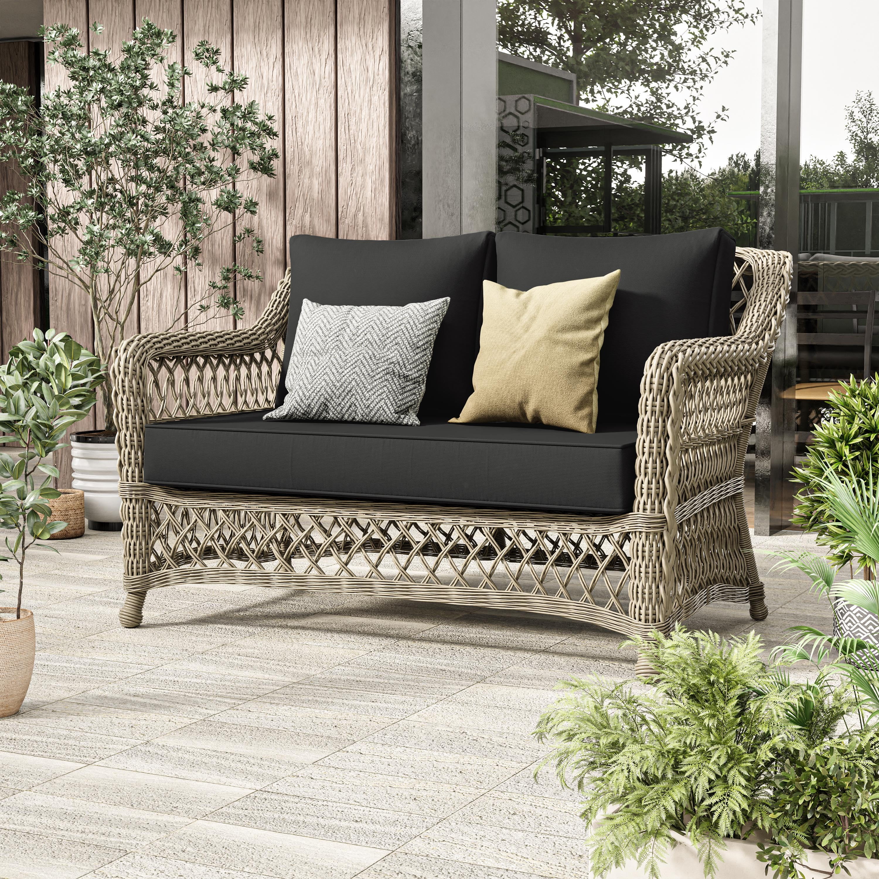 Kimunuk Outdoor Loveseat Cushion Set, 46" x 26" x 5" Waterproof Patio Furniture Cushions for Couch Bench Swing, Black
